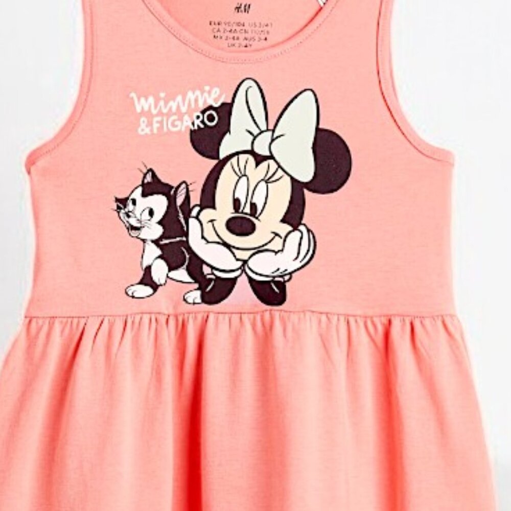 H&M Orange Minnie SuperSoft Sleeveless dress 100% Cotton Sting free frock - Picture 4 of 5